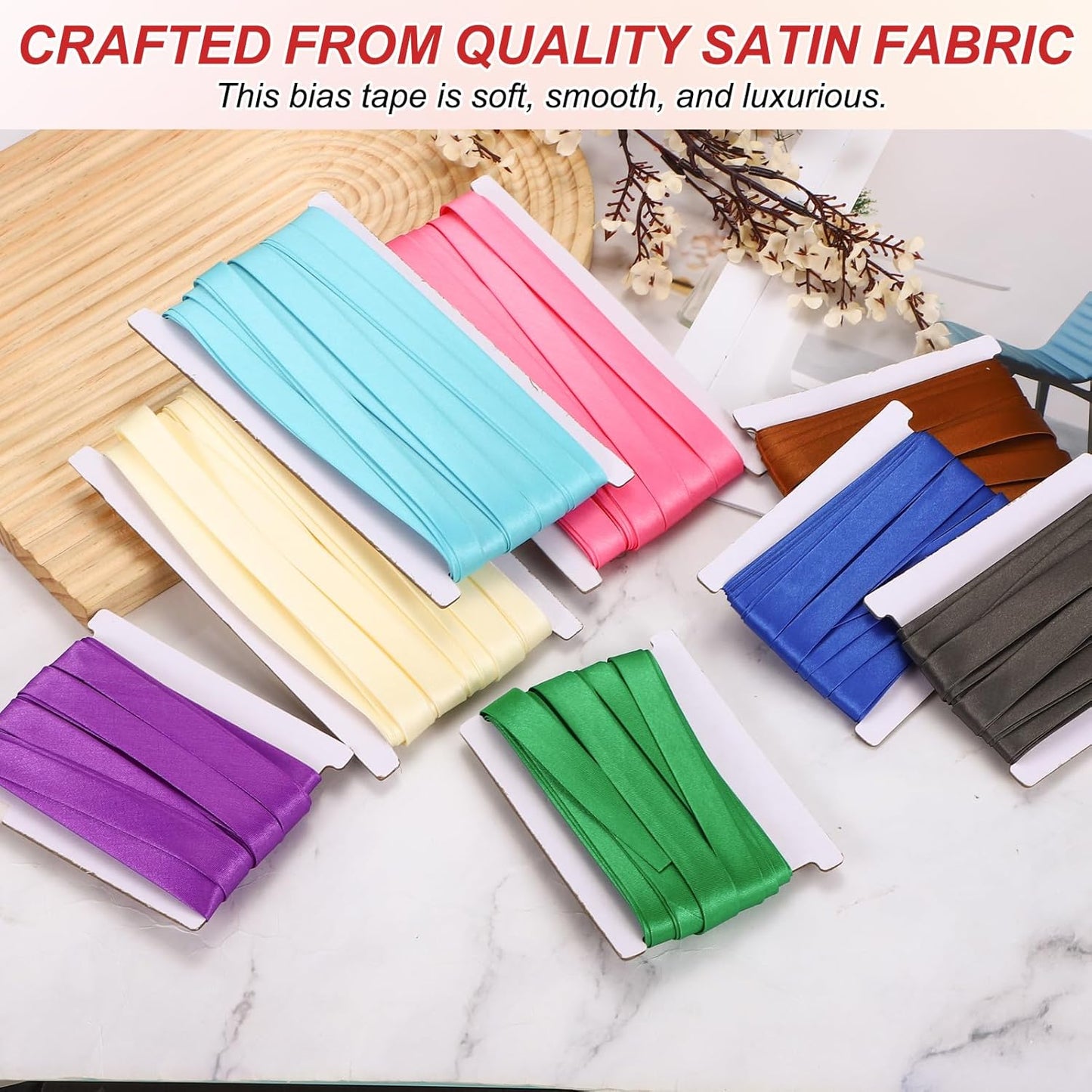 MECCANIXITY Double Fold Bias Tape for Sewing 5/8 Inch x 12 Yards Satin Pre-fold Continuous Binding Tape for Seaming Quilting Hemming Binding DIY Crafts, Dark Brown