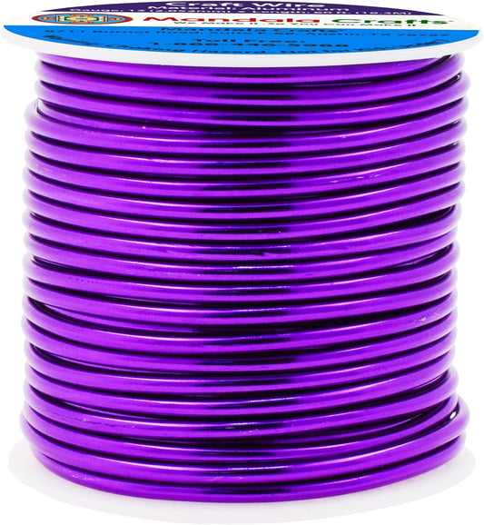 Mandala Crafts 12 Gauge Anodized Aluminum Craft Wire for Jewelry Making - 60 FT Colored Flexible Purple Wire - Bendable for Bonsai Armature Crafting Sculpting