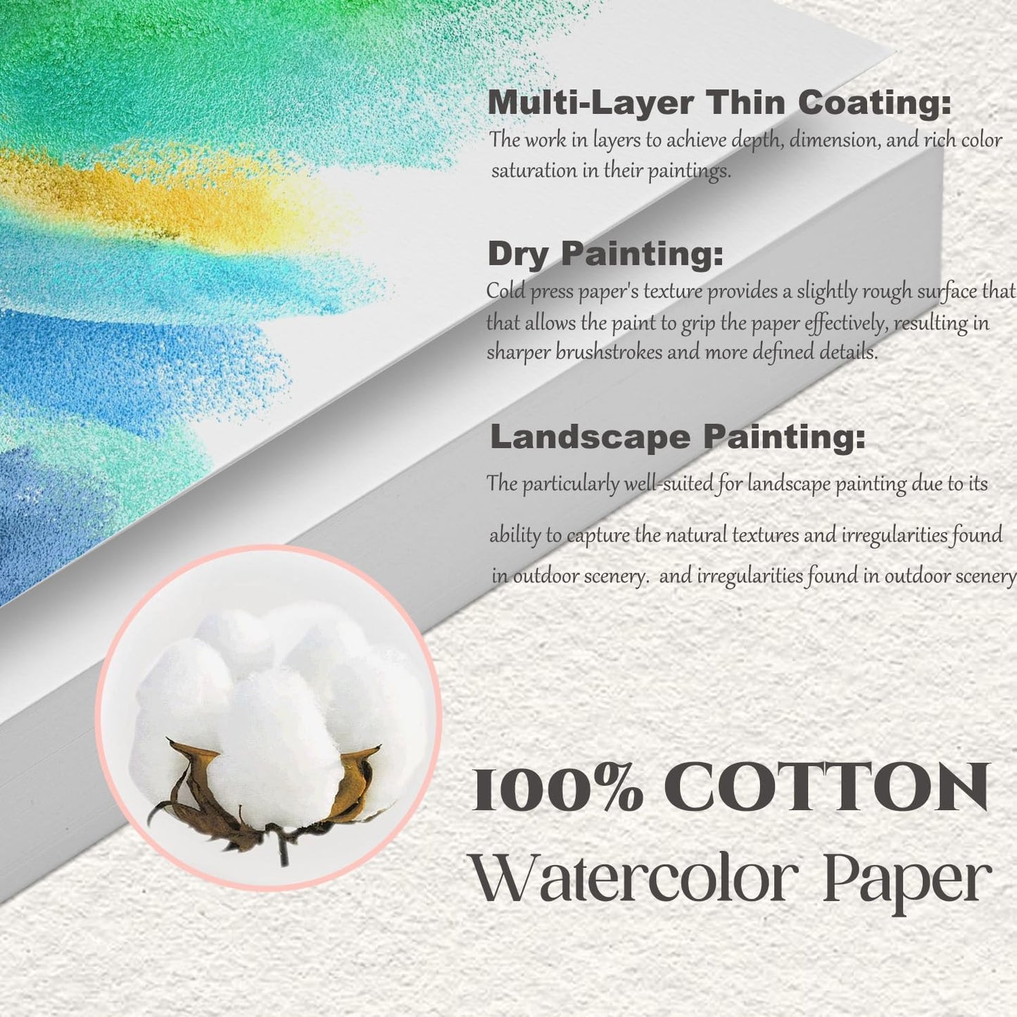 Watercolor Paper 3x7 inches 80 Sheets,Heavyweight Artist Paper 140lb/300GSM Cold Press Natural Cotton Paper for Students Artists Watercolor Drawing