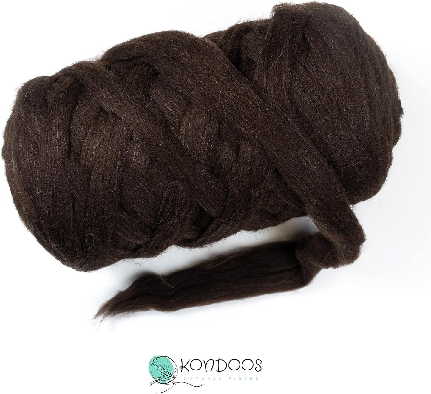 Natural Wool Bulky chunky yarn roving, 8 lb. Best fot hand made Spinning, arm Knitting, Felting,giant Blankets, Tapestry, bedding un-Dyed. (Dark brown Chocolate, 8 lb)