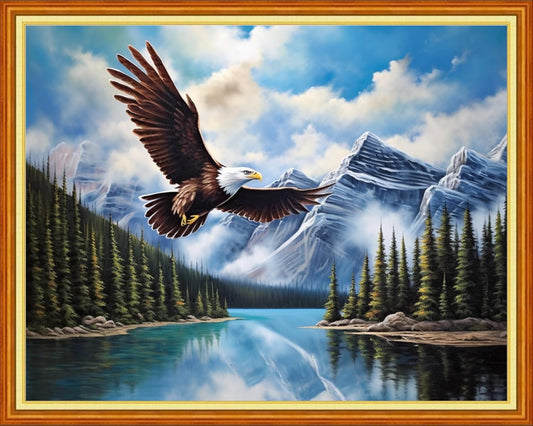 Dooxvey Cross Stitch Kits for Adult Beginners - Full Range of Stamped Kits, Needlepoint & Embroidery Kits - 11CT Cross Stitch Patterns - Eagle Mountain & River - 16x20 inch