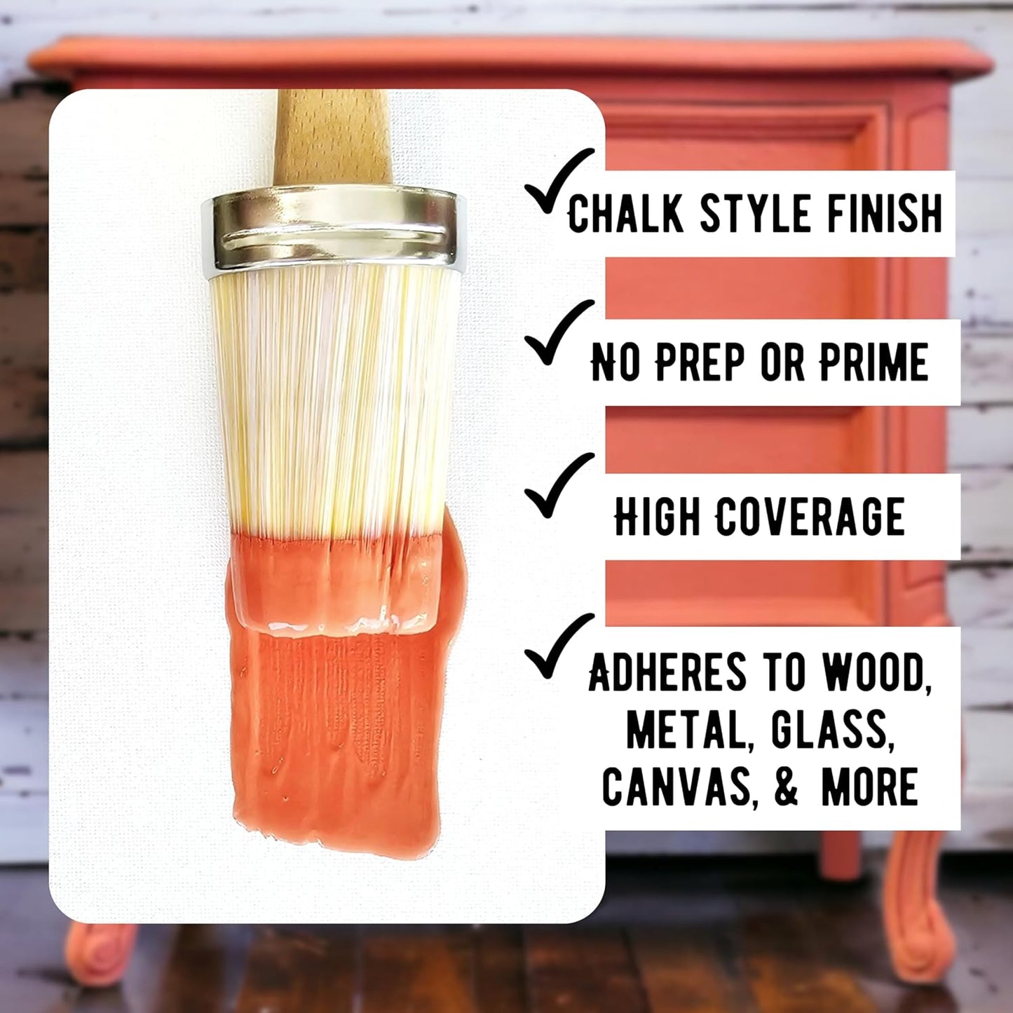 Daydream Apothecary Premium Chalk Style Paint for Furniture, Home Décor, Wood, DIY Interior Projects, Quick Dry, No Prep or Prime Needed, Matte Coral Orange - 16oz