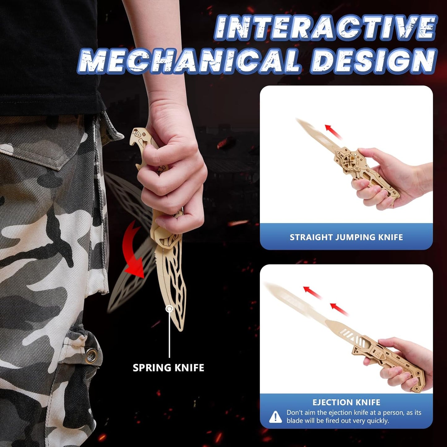 3D Wooden Puzzle for Adults: 3-in-1 DIY Wooden Puzzles Knife Kit - 134 Pcs Brain Teaser Mechanical Model Building Toy for Adult Hobby - Wooden Craft Art Unique Gift Idea for Teens Men