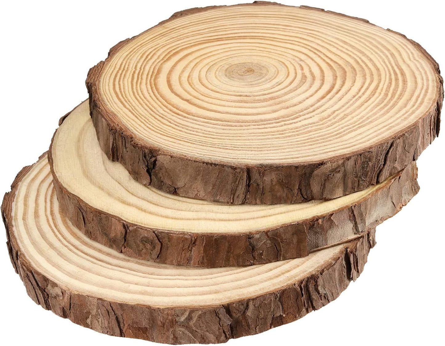 JEUIHAU 6 PCS 8-10 Inches Natural Unfinished Wood Slices, Round Wooden Tree Bark Discs, Wooden Circles for DIY Crafts, Christmas, Rustic Wedding Ornaments