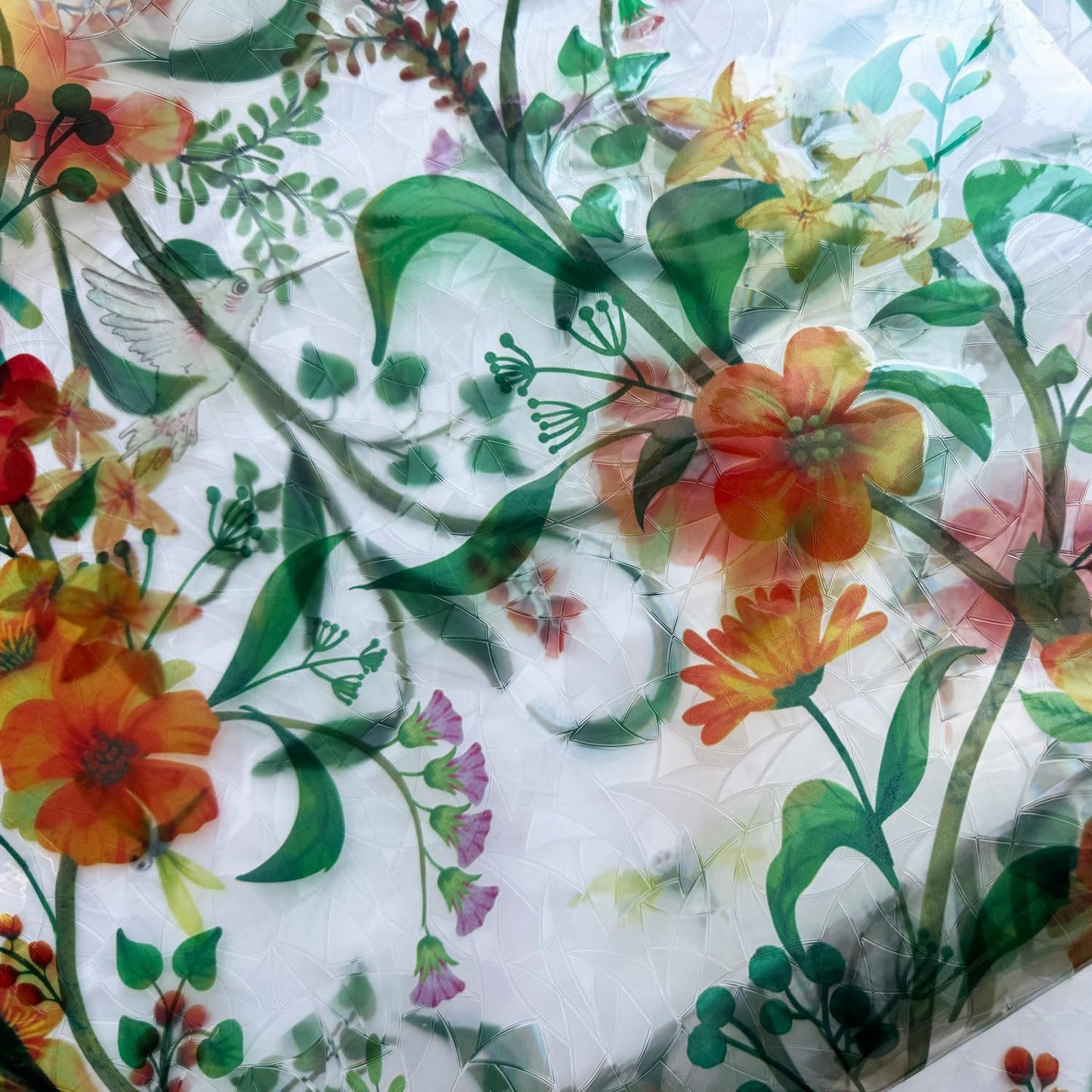 Stained Glass Window Film Static Cling Door Privacy Film Decorative Flowers Green Leaves Window Decals Stickers Heat Control Anti UV for Home and Office,35 inches by 78.7 inches