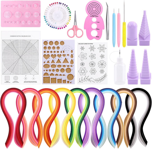 Tanstic 64Pcs Paper Quilling Kits, 45 Colors 900 Strips Paper Quilling Tools and Supplies for Beginners Perfect DIY Handcraft Quilling Set