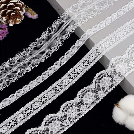 White Lace Trim 20 Yards Sewing Lace Ribbon for Crafts Bridal Wedding Decorations, Bouquet and Gift Packaging
