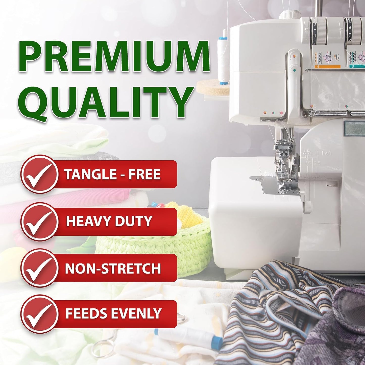 Mandala Crafts 4 Pack of Serger Threads Cones Spools - 20S/2 2000 Yards Polyester Rainbow Threads for Sergers Machine and Overlock Quilting Sewing Machine