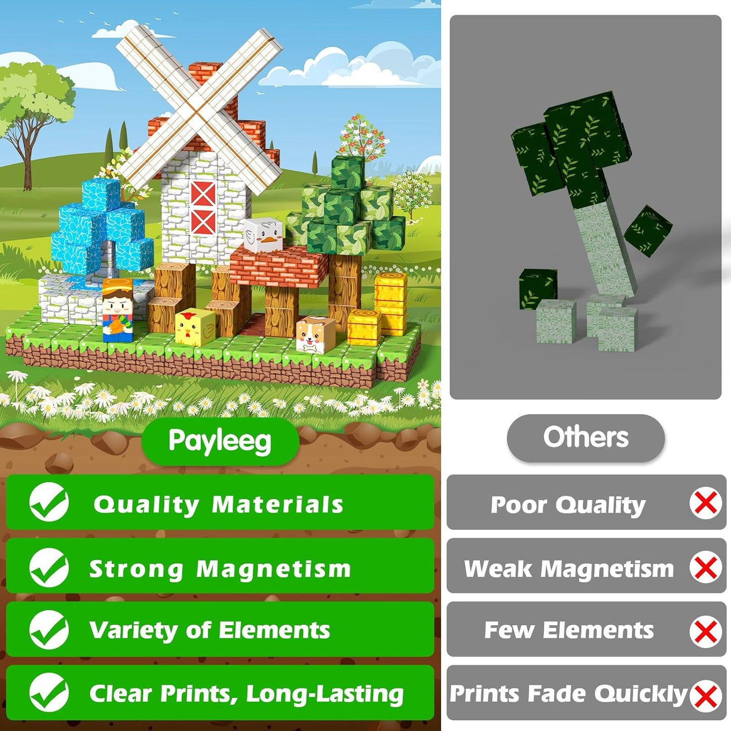 Magnetic Blocks Building Toys for Kids Ages 4-8 5-7 8-12 Year Old, Magnetic Cubes Tiles Montessori Sensory Travel Toddler Boys Girls Toys Games Christmas Birthday Gifts