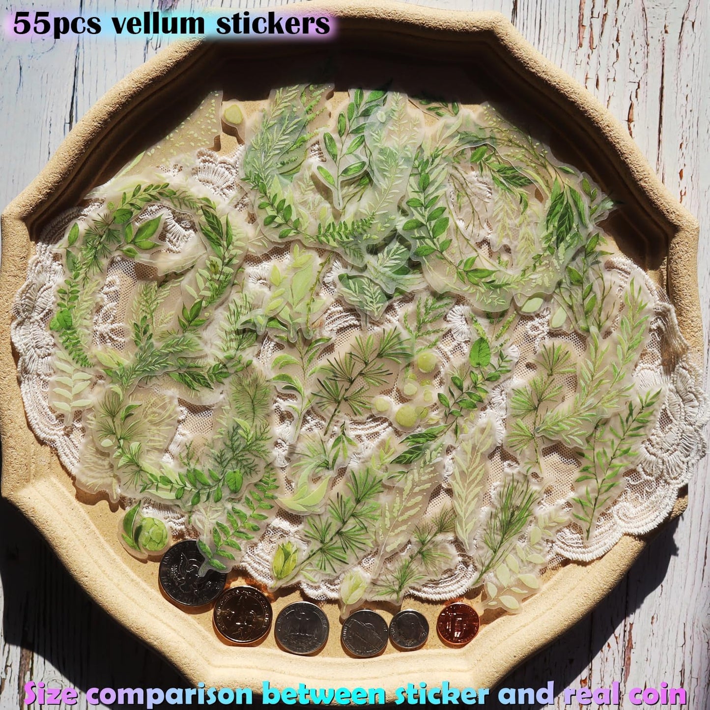 Vintage Vellum Stickers Floral Plants Elements Scrapbooking Supplies Flowers Botanic Natural Translucent Paper Self-Adhesive Junk-Journal Items (Spring Plants)