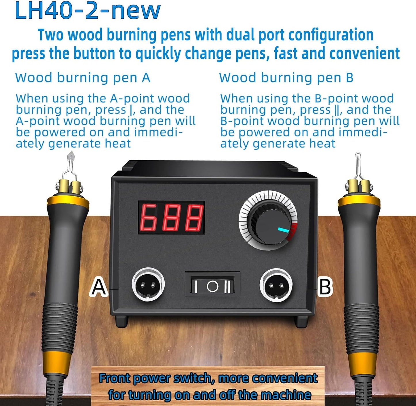 Wood Burning Tool, Wood Burner kit Pen 25~750℃, Wood Burning kit with Digital Thermometer Temperature Adjustable Temperature, 2 pyrographic Wood Burning pens, 30 Wood Burning Pen Tips