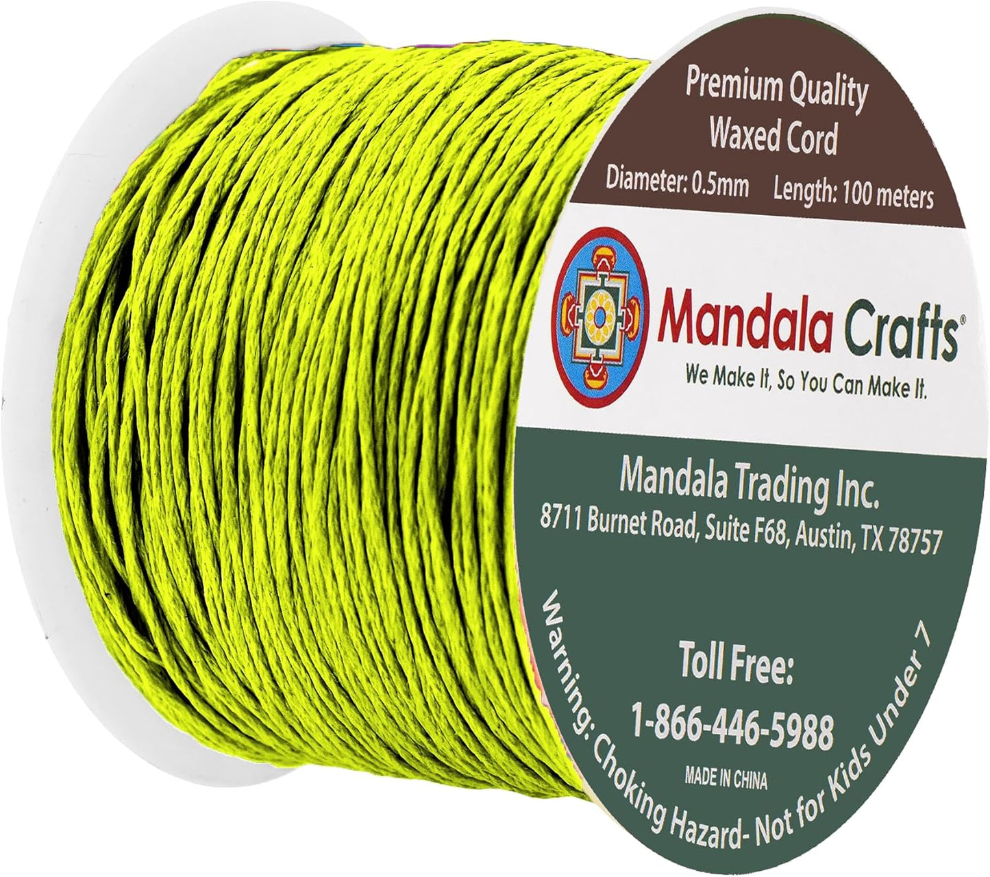 Mandala Crafts 0.5mm 109 Yards Yellow Green Cotton Waxed Cord for Jewelry Making Bracelet Cord Waxed String - Beading String Thread Jewelry Cords for Necklaces String