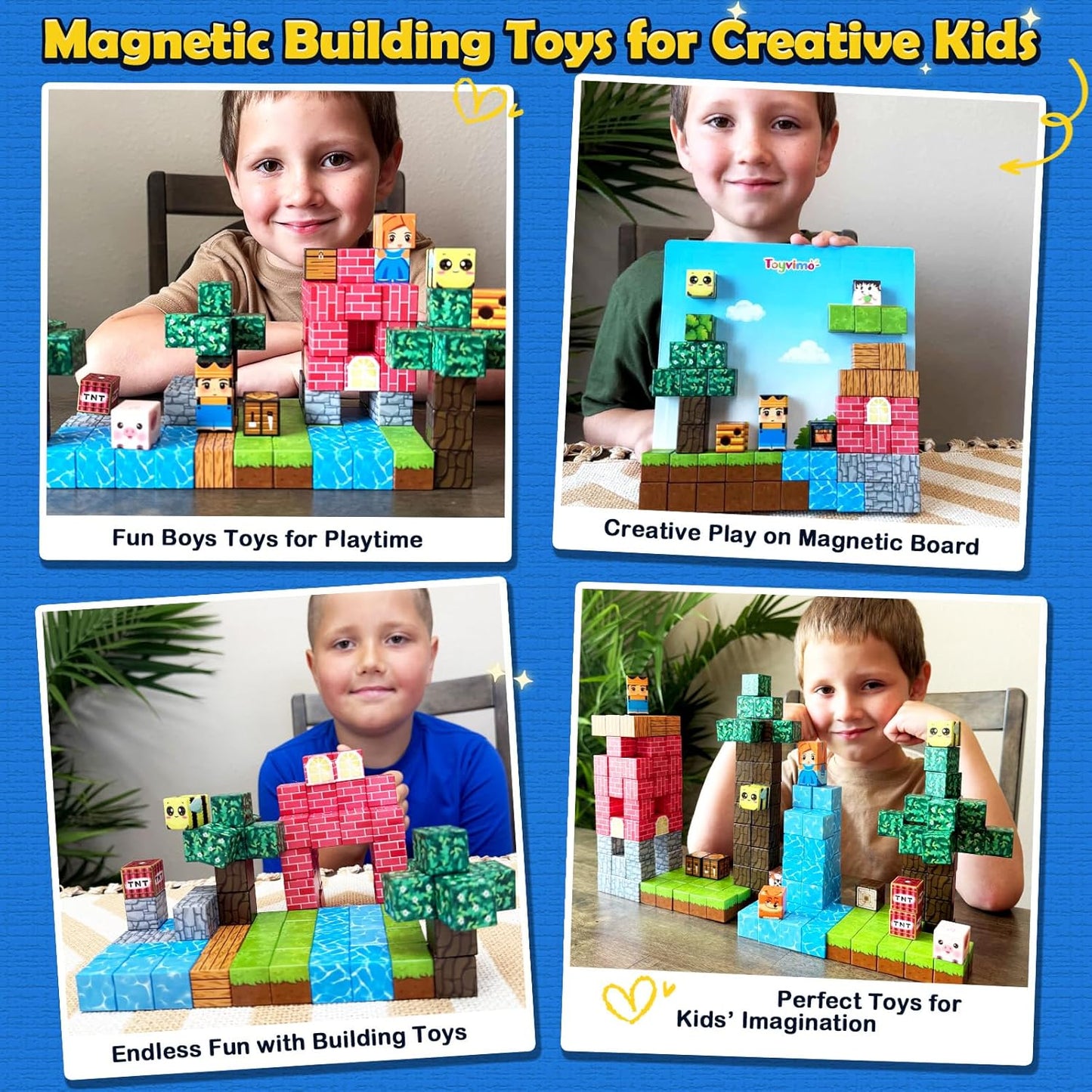 Magnetic Blocks 100PCS Compatible STEM Stacking Building Toys for Kids Ages 3+ Stream Magnets Creative Play 3 4 5 6 7 8 9 10 11 12 Year Old Boys Girls Birthday Gifts