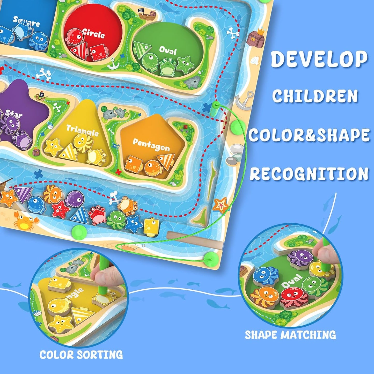 Magnetic Color & Shape Maze - Montessori Toys for 3 4 5 Year Old, Color and Shape Sorting Toy, Montessori Toys for Kids Boys Girls Gifts Ages3+, Preschool Learning Activities