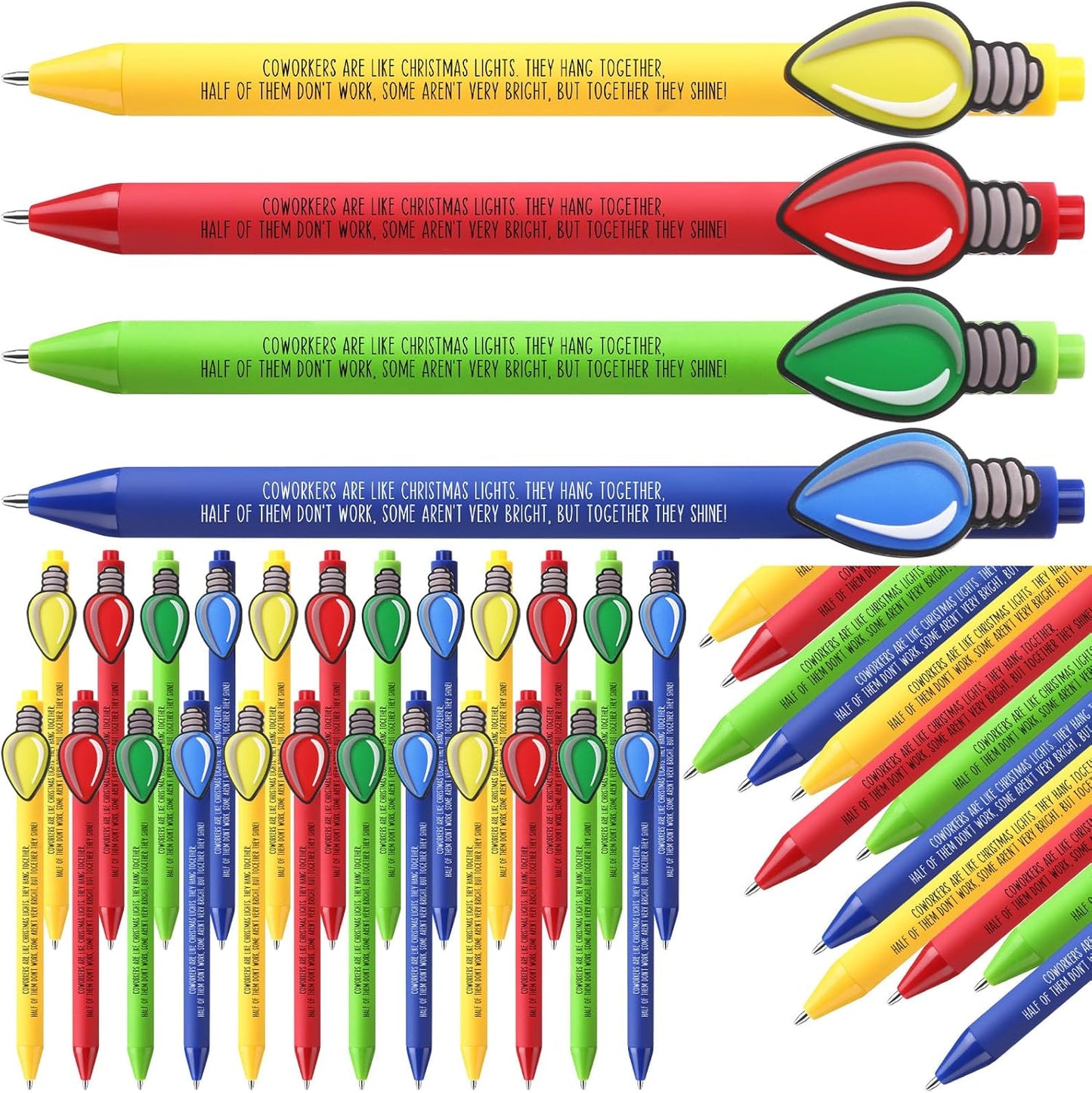 Eaasty 24 Pcs Christmas Gifts for Coworkers Appreciation Ballpoint Pens Bulk Coworkers Are Like Christmas Lights Holiday Thank You Gifts for Employee Team Colleagues (Appreciation)