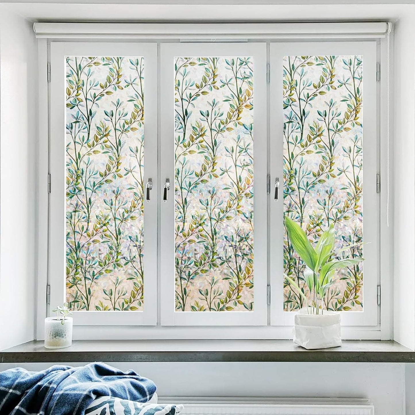 Donox Window Privacy Film, 3D Decorative Window Vinyl Decorative Stained Glass Window Film, Anti-UV Sun Blocker Heat Control for Home, 29.5 Inch x 13.1 Feet (with Installation Tool)