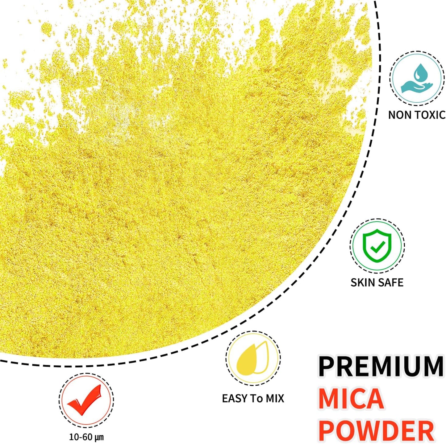 Mica Powder - 100g Mica Powder for Epoxy Resin - Metallic Color Pigment for Resin, Soap, Bath Bombs, Eye Shadow, Nails, DIY Crafting Projects etc. (Yellow)
