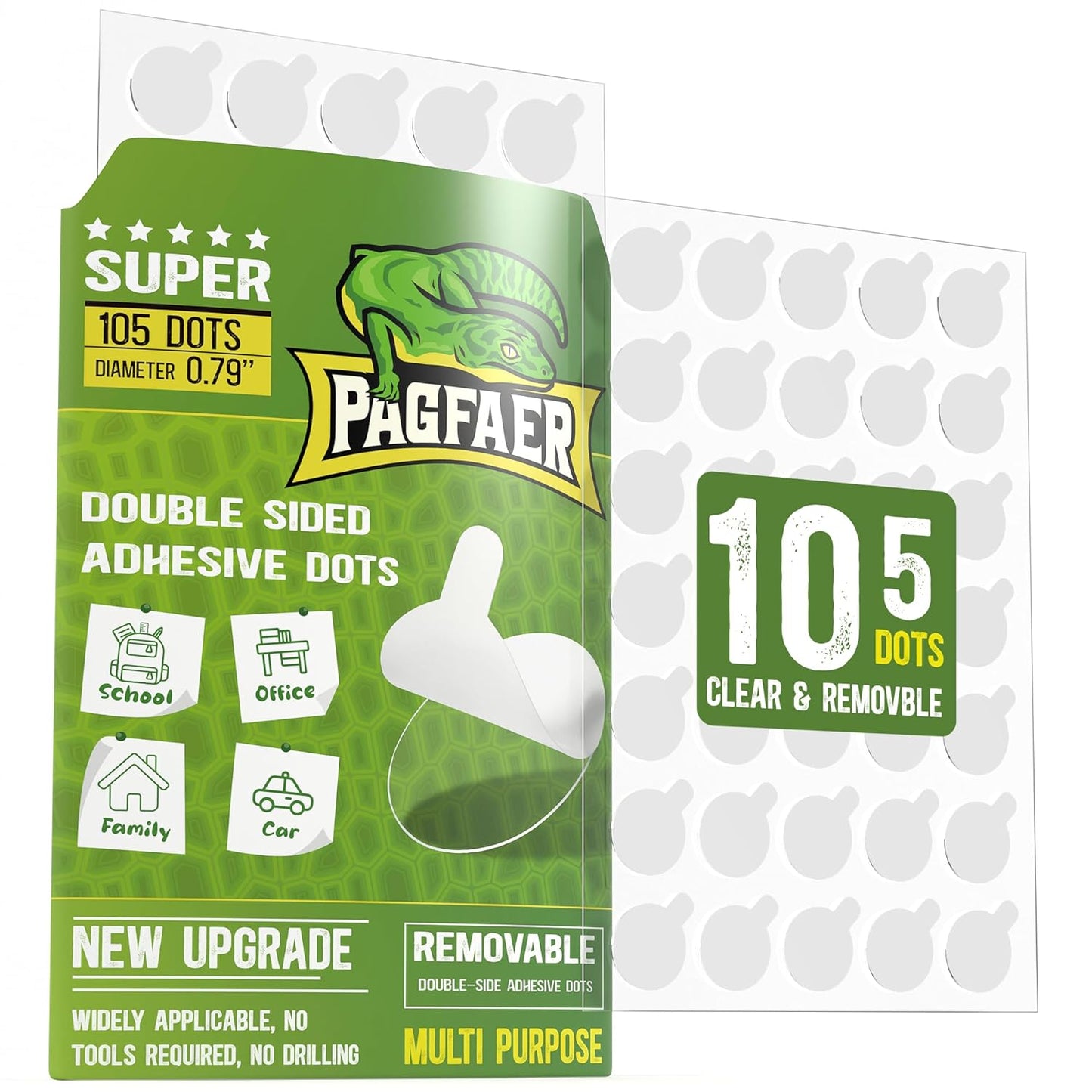 105Pcs Double Sided Adhesive Dots, 0.79" Clear Removable Sticky Mounting Putty, Waterproof No Residue Dots Adhesive Putty for Hanging Picture Festival Decoration Museum