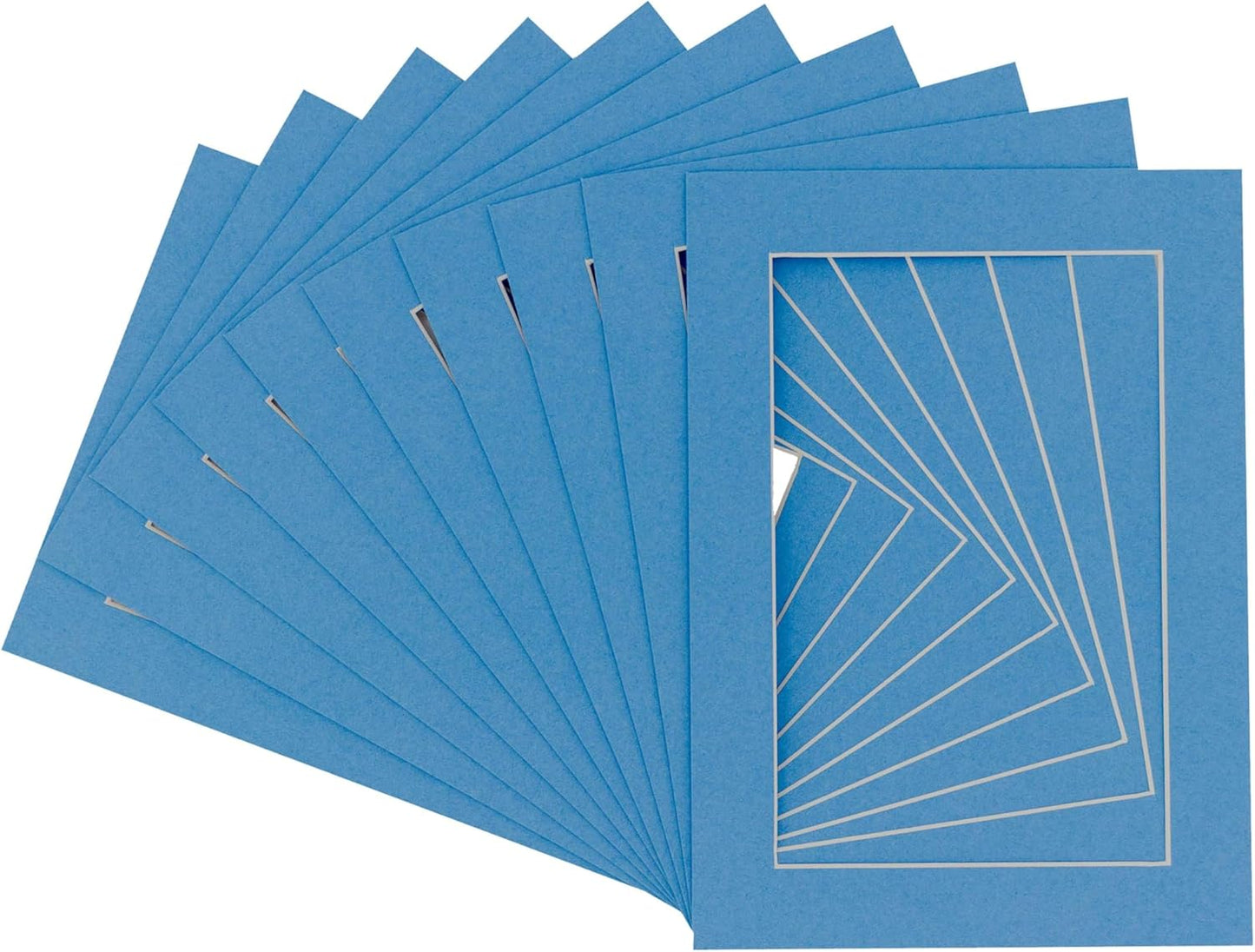5x7 Mat for 8.5x11 Frame - Precut Mat Board Acid-Free Bay Blue 5x7 Photo Matte Made to Fit a 8.5x11 Picture Frame, Premium Matboard for Family Photos, Show Kits, Art, Picture Framing, Pack of 25 Mats