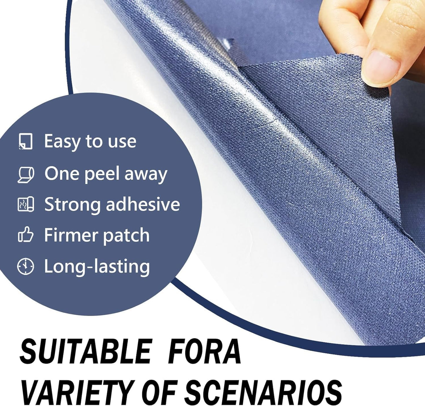 Canvas Repair Patch, Strong Sticky Fabric Repair Tape, Self-Adhesive Fabric Patch for Sofas, Tote Bags, Clothing, Car Seats, Furniture (Blue Grey, 3.5X79 Inch)