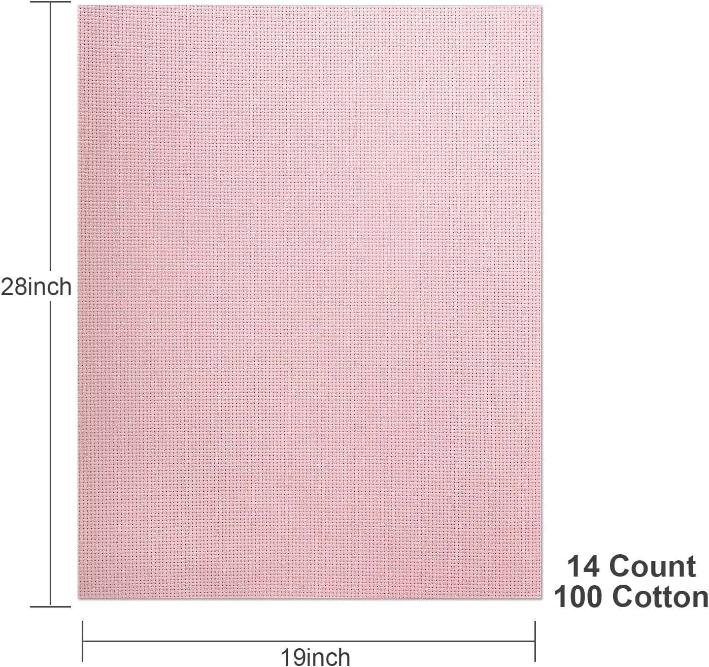 Aida Cloth 14 Count Cross Stitch Fabric,19×28inch (14CT, Pink)