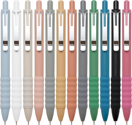 Ballpoint Pens Black Ink Ball Point Pen with Super Soft Grip Medium Point 1.0mm Office Pens (Silver 12-count)