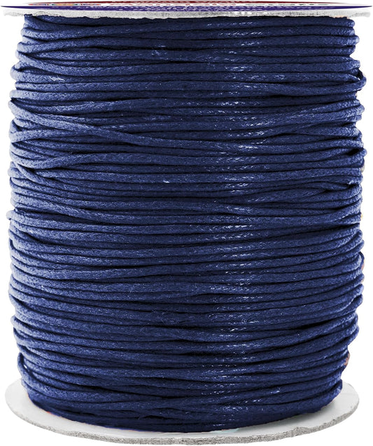 Mandala Crafts 1.5mm 109 Yards Navy Blue Cotton Waxed Cord for Jewelry Making Bracelet Cord Waxed String - Beading String Thread Jewelry Cords for Necklaces String
