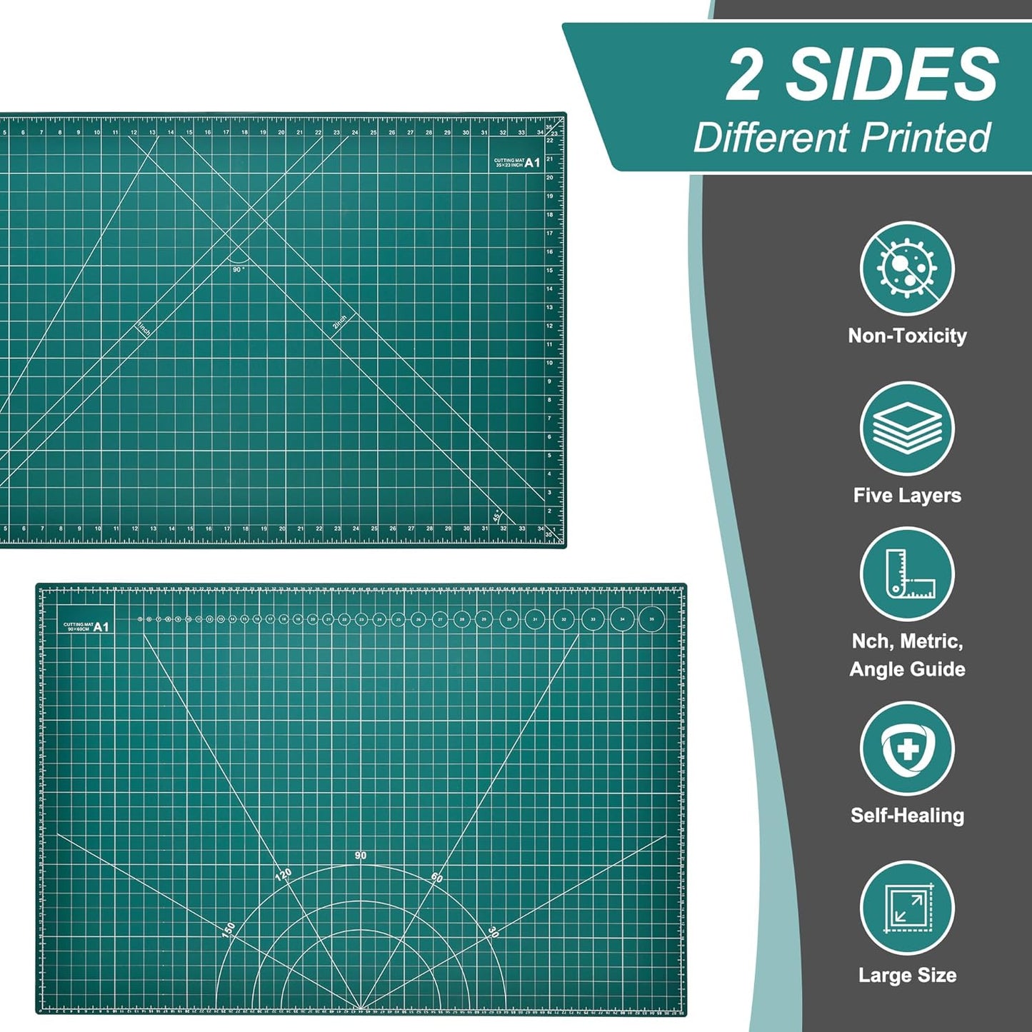 Prime Vinyl Cutting Mat, 23" x 35" Large Self Healing Sewing Mat, 5-Ply Heavy Cut Board, Rotary Cutting Mat for Crafts, Sewing Supplies and Quilting Tools