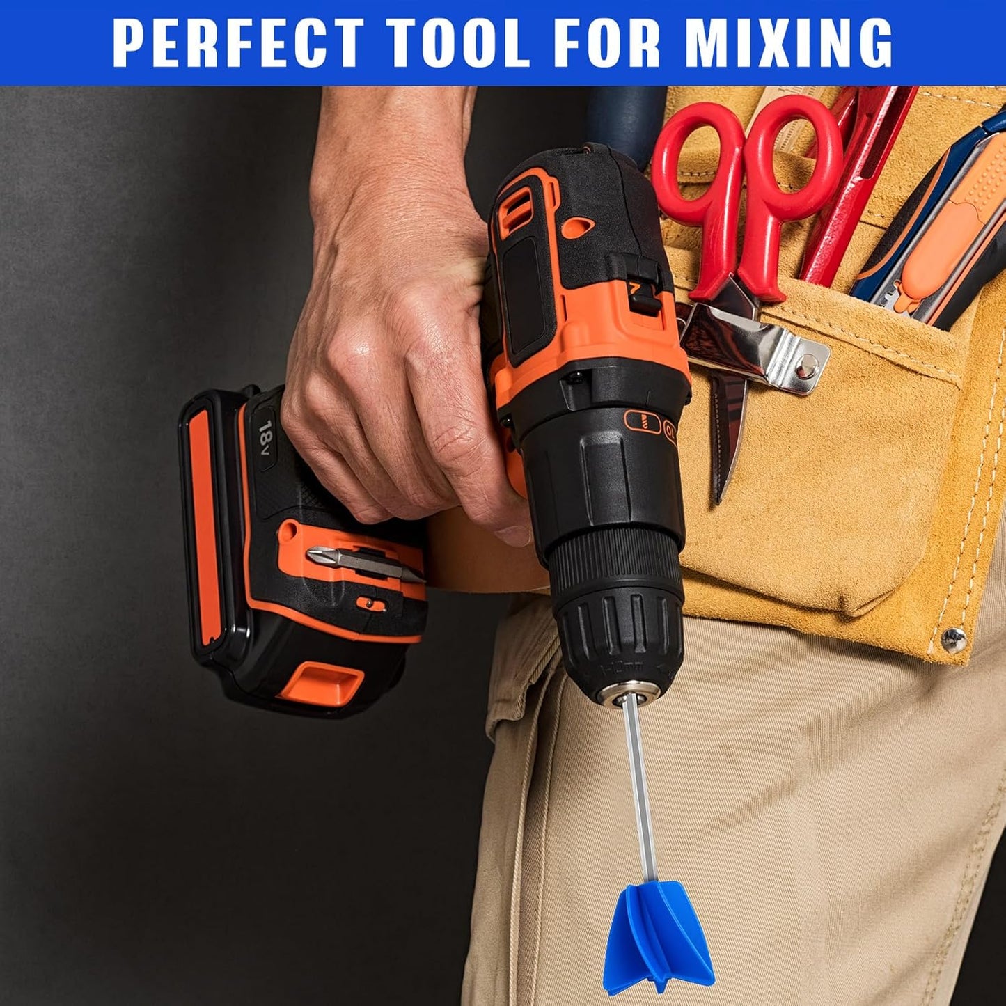 Loosh 3 Pcs 11 Inch Paint Stirrer for Drill, Paint Mixer Attachment, Helix Epoxy Mixer for Concrete Resin Silicone Stirrer Paddle Works with Most Drills (Blue)