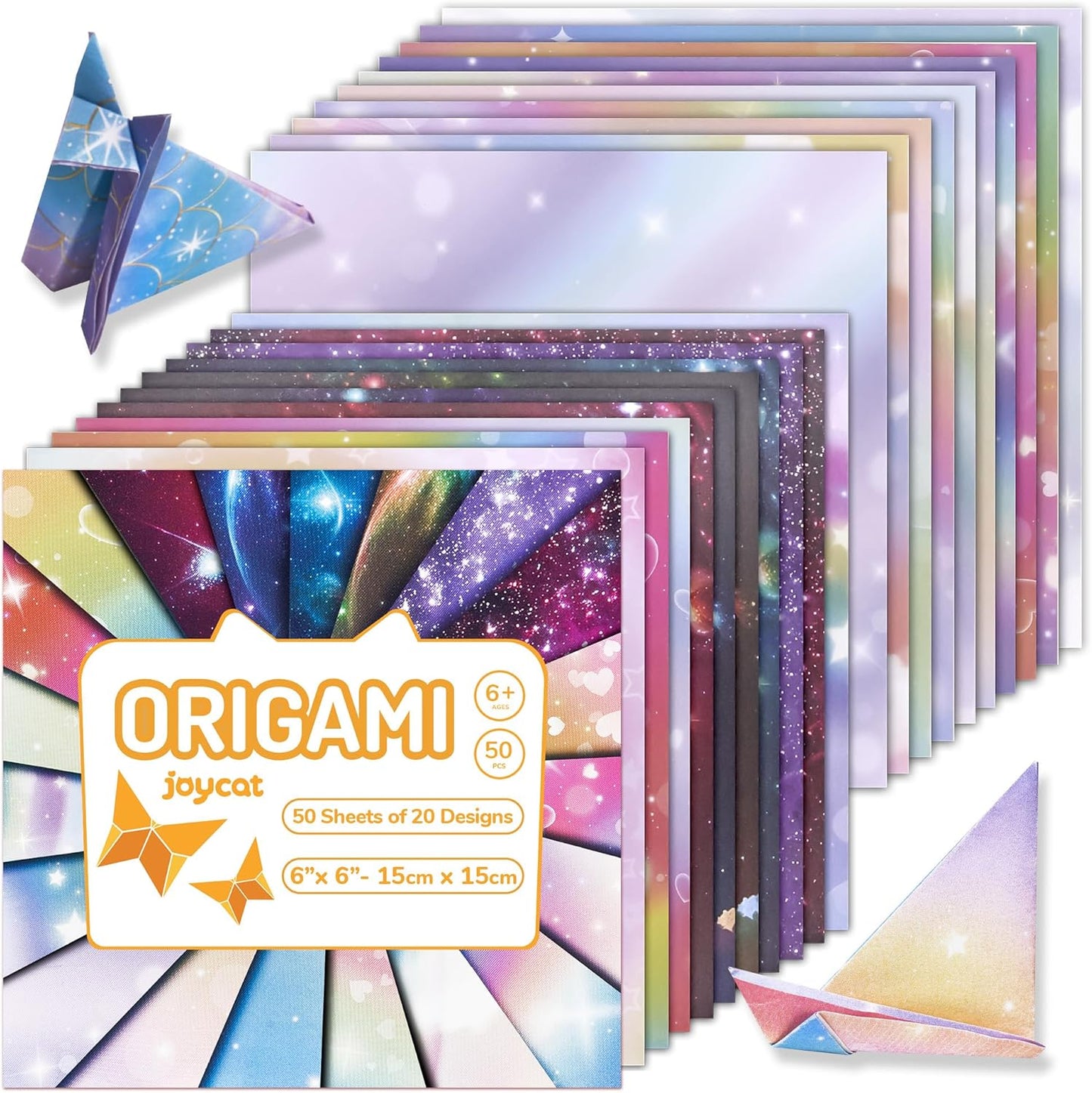 Dreamy Fantasy Origami Paper - 50 Sheets 6x6 Inches - Double-Sided Ethereal Patterns for Magic, Mythical & Celestial Crafts - for Adults, Kids & Artists, Ideal for Scrapbooking.