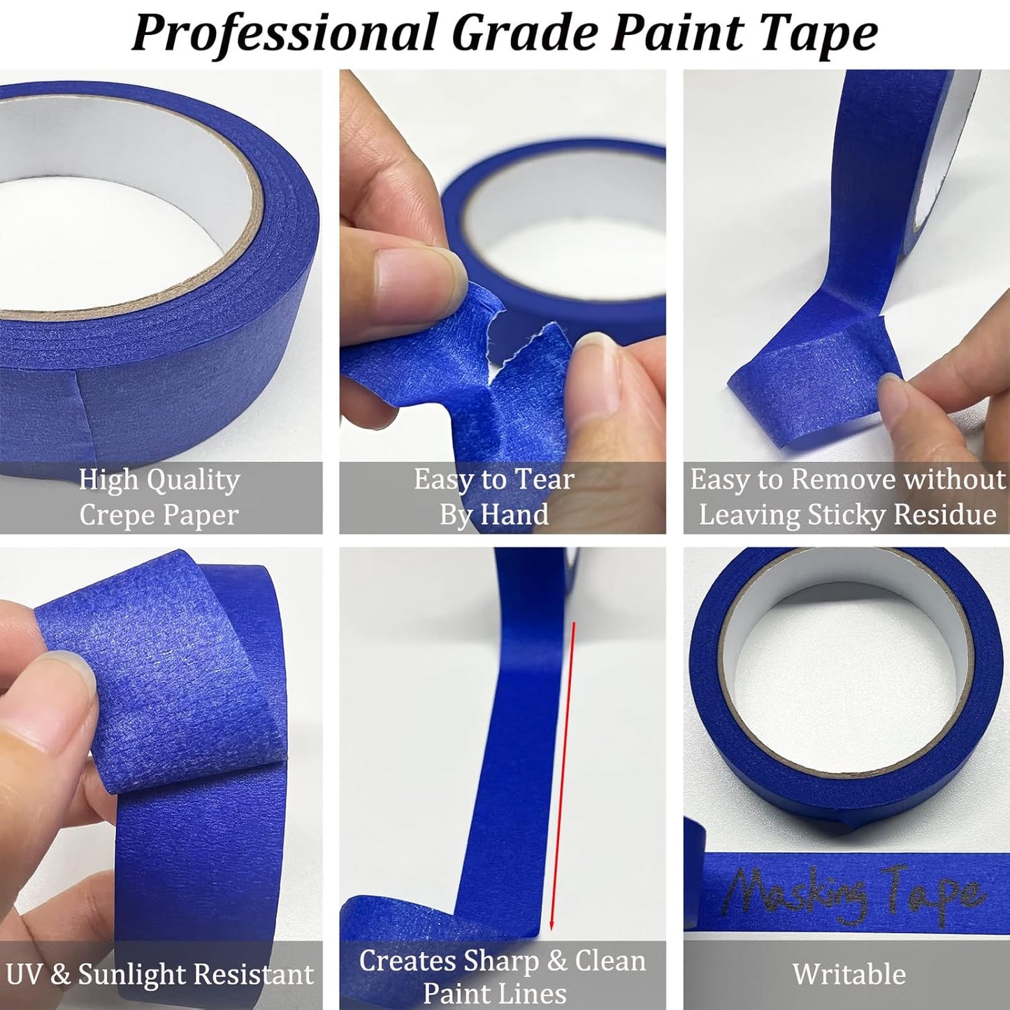 Blue Painters Tape, 20 Rolls Premium Masking Master Tape Painter Tape, Craft Adhesive Paint tape for Walls Painting, DIY Crafts Arts, Scrapbooking, Decoration, 1202yds=20*0.94in*60.1yds, Easy Removal