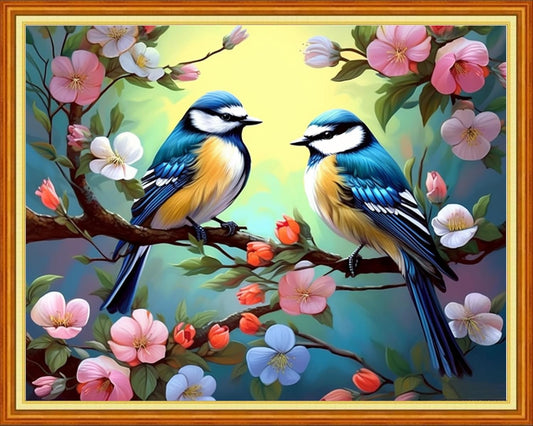 DMCVIVR Stamped Cross Stitch Kits for Adults Beginners Embroidery Kits 11CT Needlepoint Kits Cross Stitch Patterns Embroidery Patterns-Birds and Flowers 16x20 inch