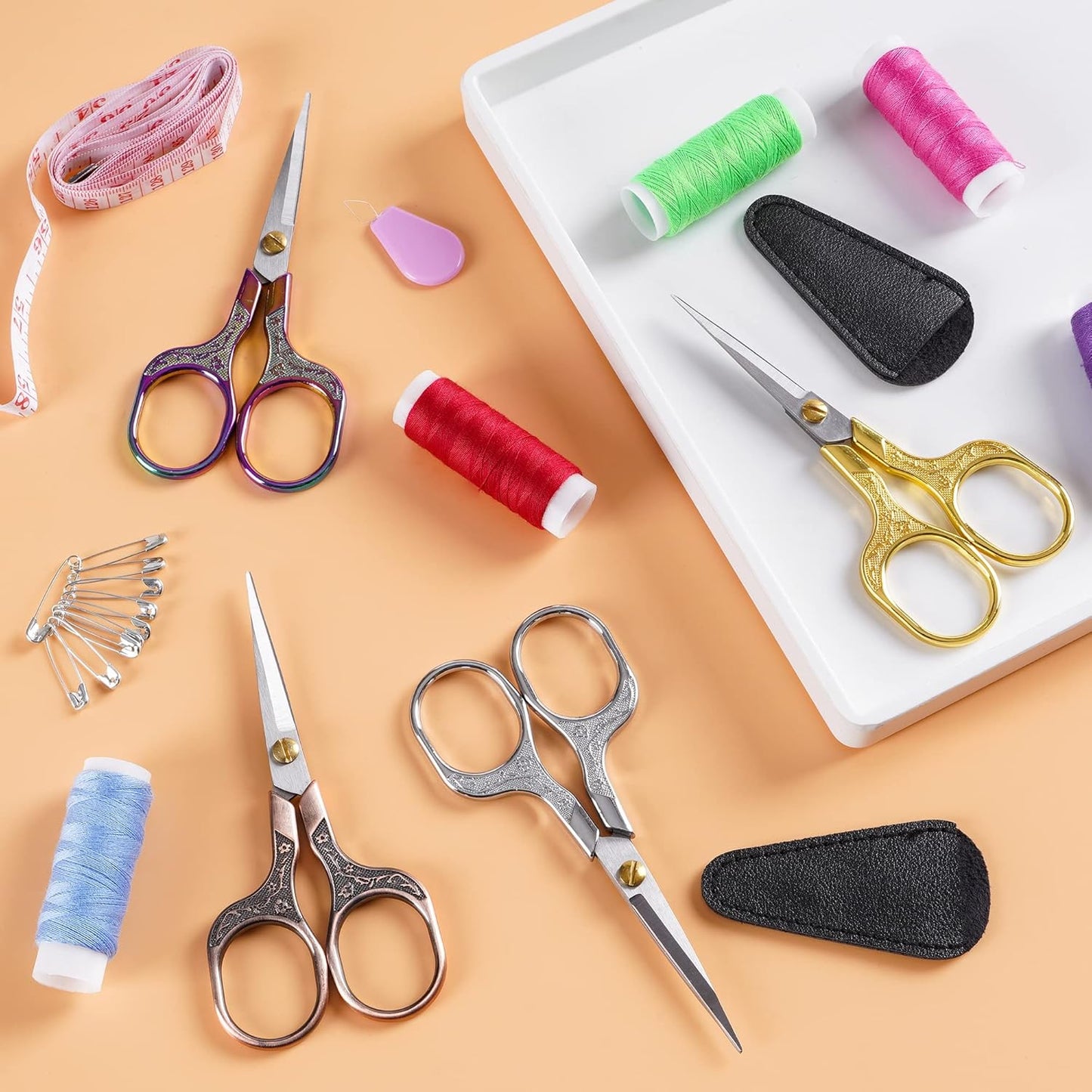 Sharp Embroidery Scissors-5 Inch Vintage Precision Scissors-Stainless Steel Blades with Vibrant Gradient Handle & Floral Design-Resistant for DIY/Art/Craft/Sewing