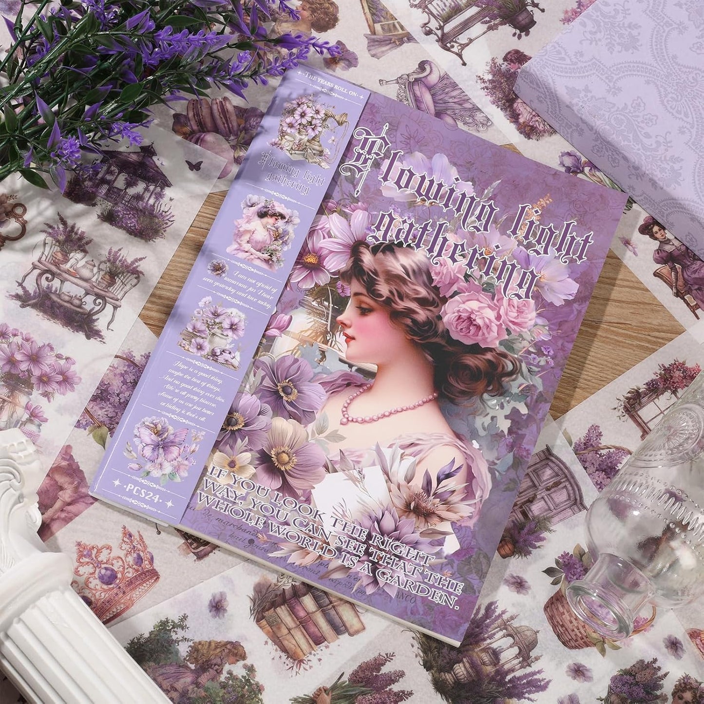 Vintage Ephemera Sticker 24 Sheets precut 300 washi Stickers Paper Girls Journal Stickers for Adults Junk Journal Sticker Book Scrapbooking Supplies