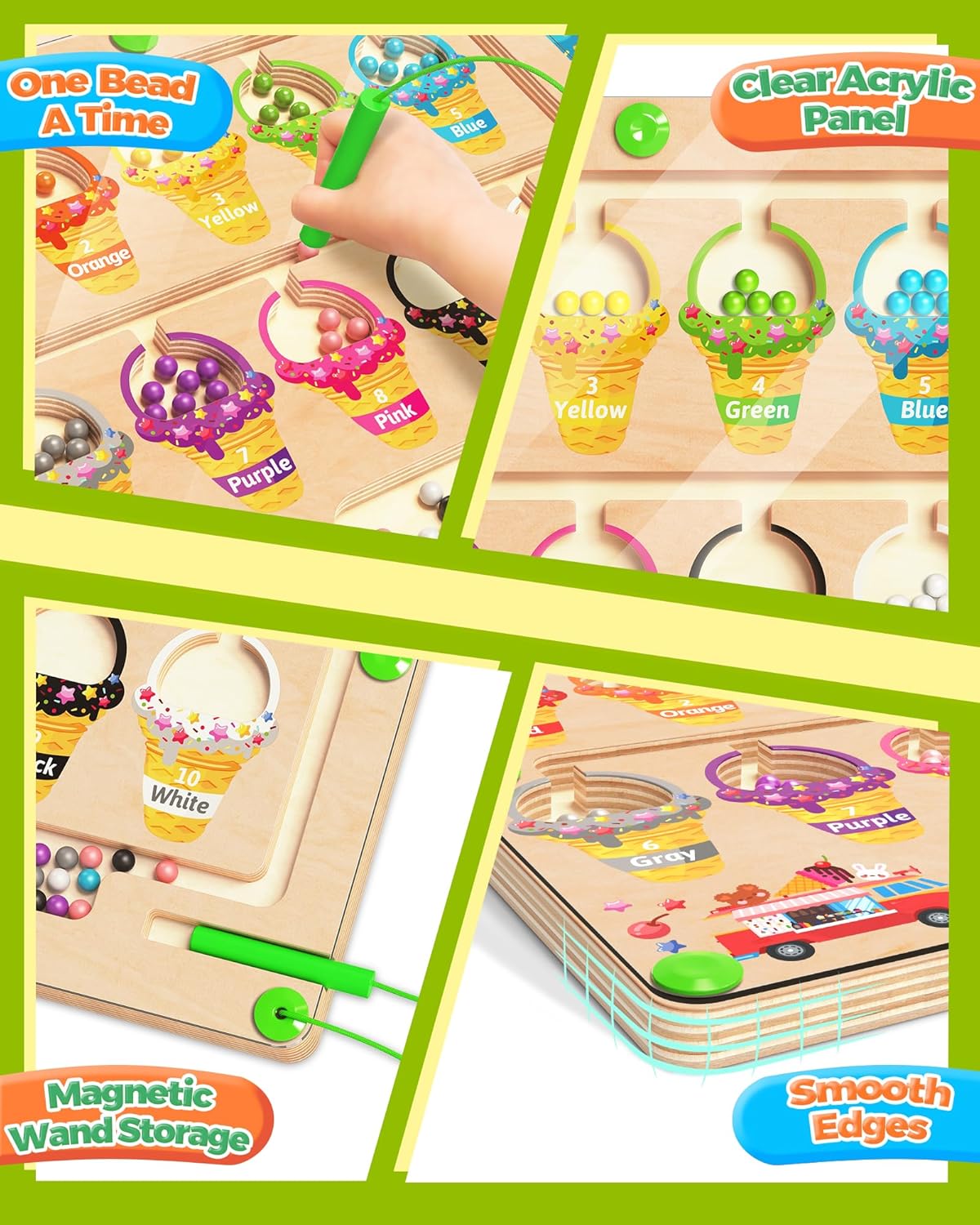 Magnetic Color and Number Maze, Montessori Toys for 2 3 4 Year Old, Wooden Color Matching Puzzle Board, Preschool Learning Activities Educational Toys for Ages 2-4 for Girls Boys Birthday Gifts