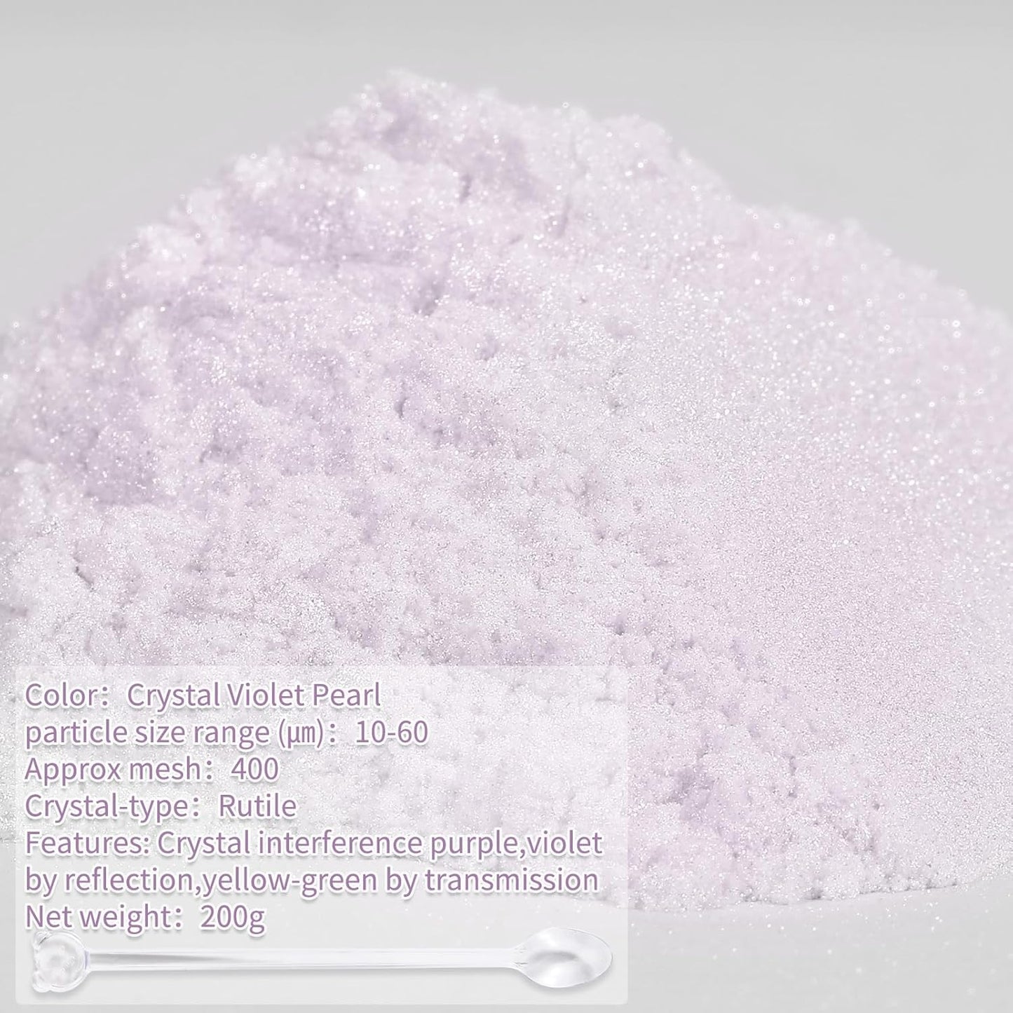 Mica Powder,7.05OZ（200g）,Crystal Violet Pearl Mica Powder Pigment for Epoxy Resin，Lip Gloss，Car Paint，Dye，Soap Making，Nail Polish,Epoxy Resin,Candle Making,Bath Bombs