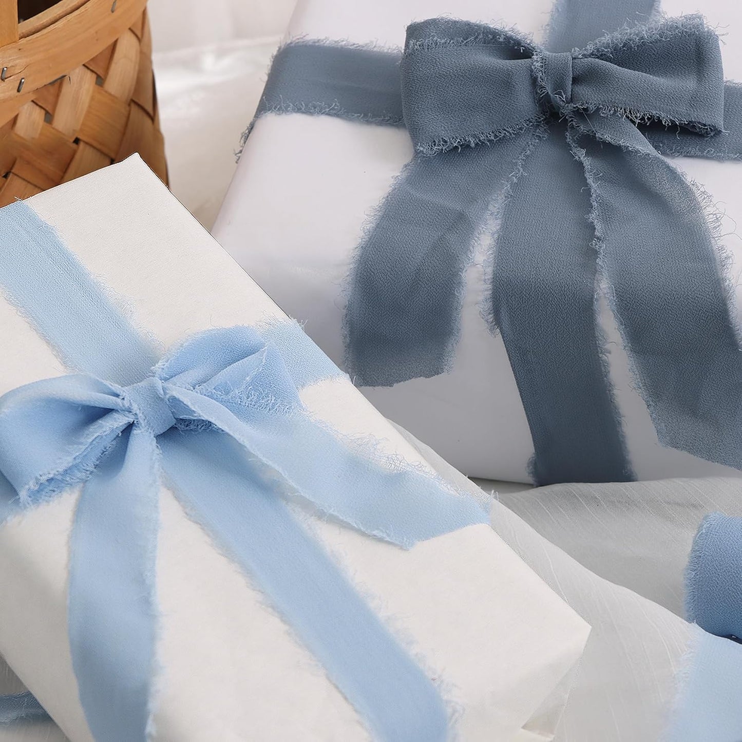 TONIFUL 4 Rolls Light Purple Chiffon Ribbon 1.5" x 5.5 Yards for Gift Wrapping, Wedding Decoration, DIY Crafts