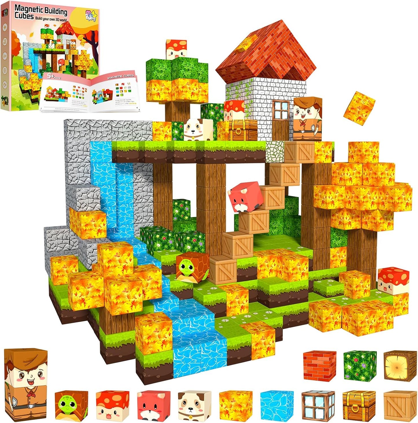 Magnetic Blocks,Magnet Building Blocks for Kids, STEM Sensory Travel Toys with Magnetic Cubes, Montessori Toddlers Educational Toys for Boys & Girls 4-8 5-7 8-12 Years Old Birthday Gifts