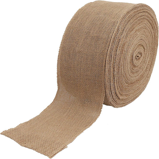 KINJOEK 5 Inch Wide 27 Yards Burlap Ribbon, Natural Jute Fabric Ribbon, Crafts Ribbon for Christmas, Wedding, Gifts, Burlap Fabric DIY, Ribbon for Decoration,