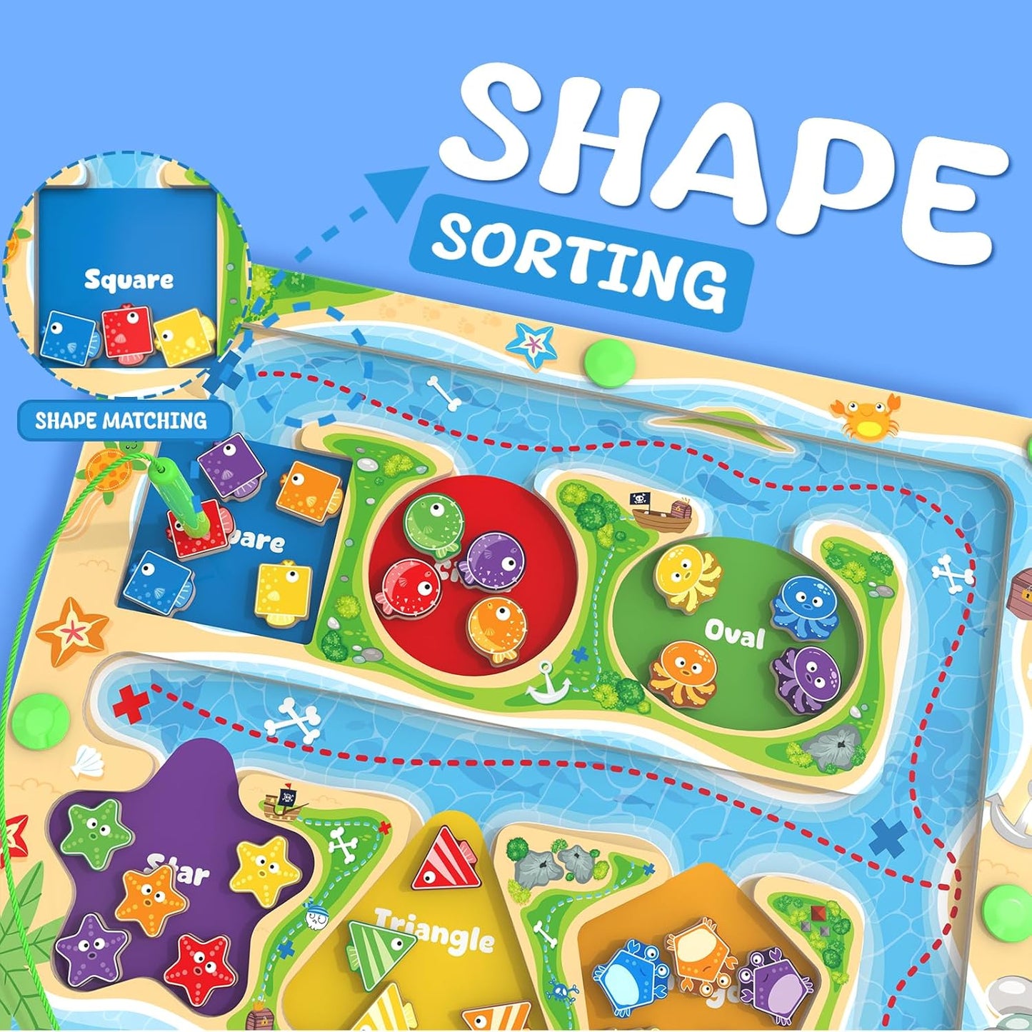 Magnetic Color & Shape Maze - Montessori Toys for 3 4 5 Year Old, Color and Shape Sorting Toy, Montessori Toys for Kids Boys Girls Gifts Ages3+, Preschool Learning Activities