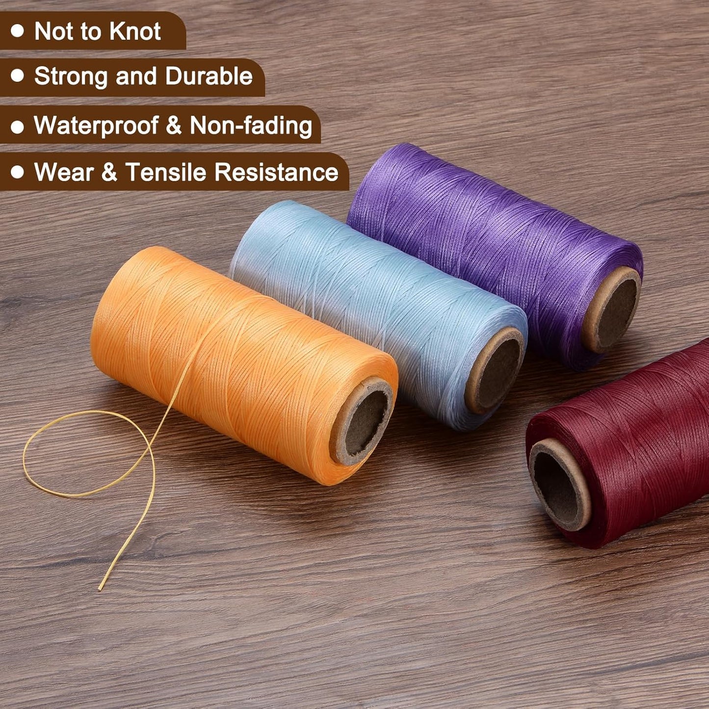 uxcell 150D 0.8mm Flat Waxed Thread 284 Yards Polyester Leather Sewing Waxed String Hand Stitching Waxed Cord for Leather Stitching Sewing Bookbinding DIY Craft Rosewood Color