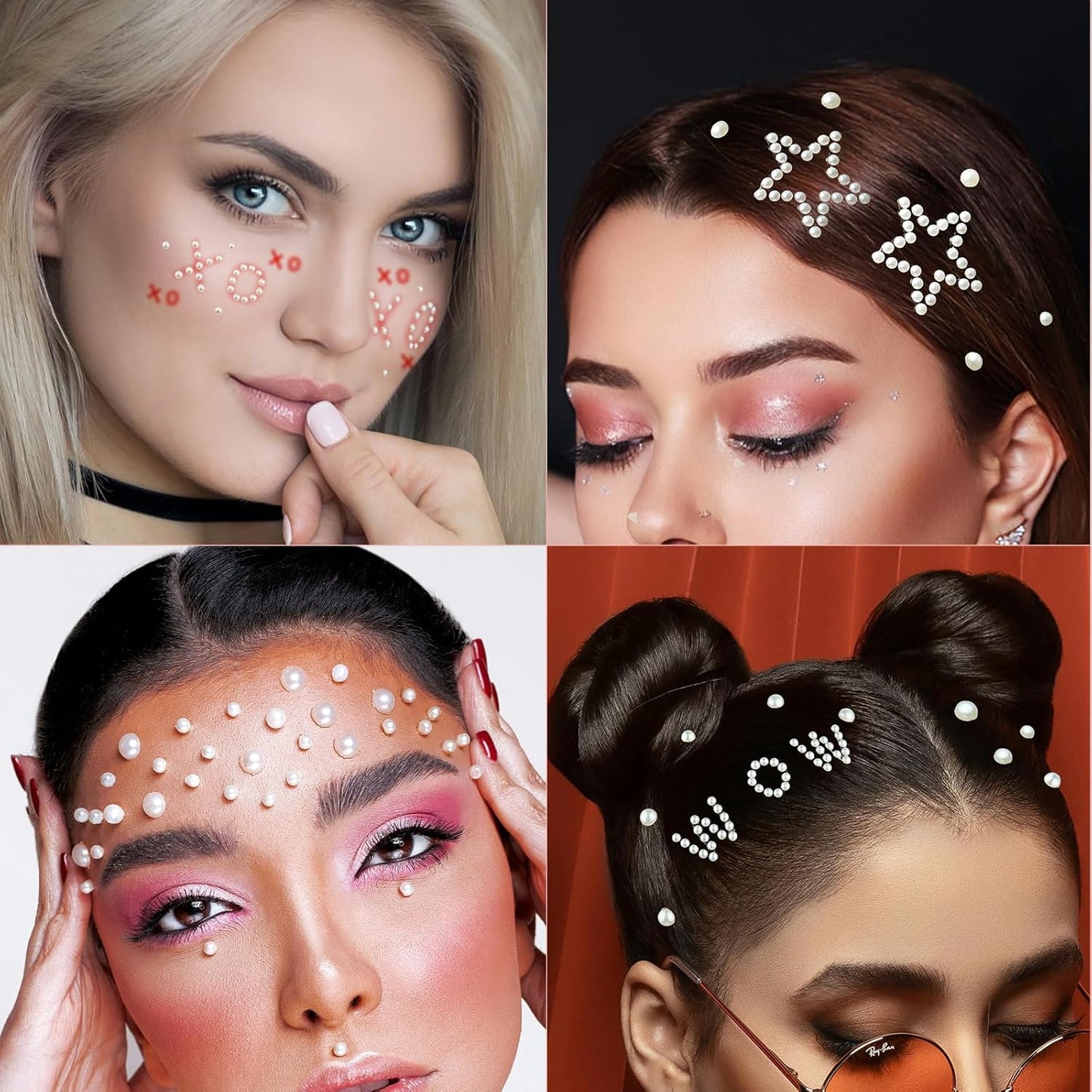 493Pcs Crafting Pearls Stickers, Stick On Pearl Heart Star Stickers Small Letter Alphabet Stickers, Self Adhesive Pearls for Graduation Cap Decoration, DIY Crafts, Scrapbook, Face Hair Makeup