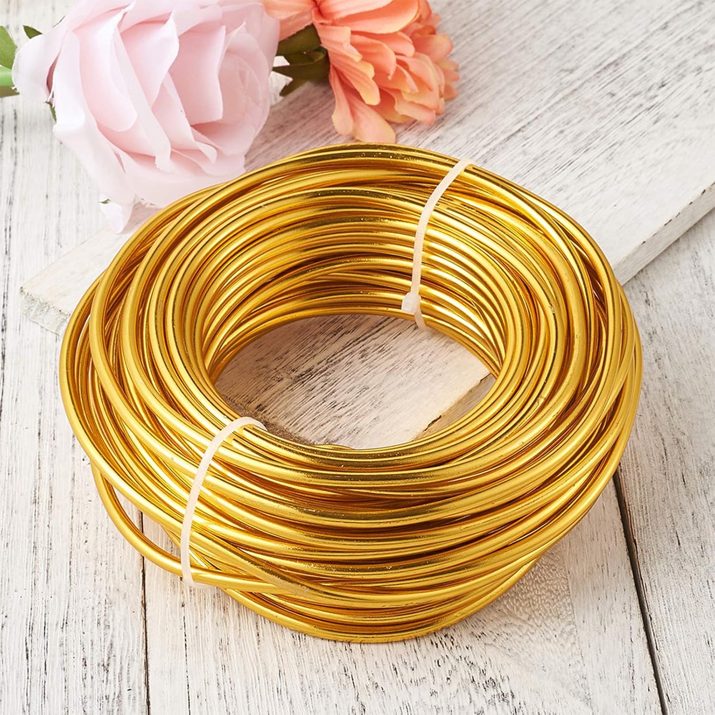 Fashewelry 32.8 Feet 5mm Gold Aluminum Wire Bendable Metal Craft Wire for Beading Sculpting Jewelry Making