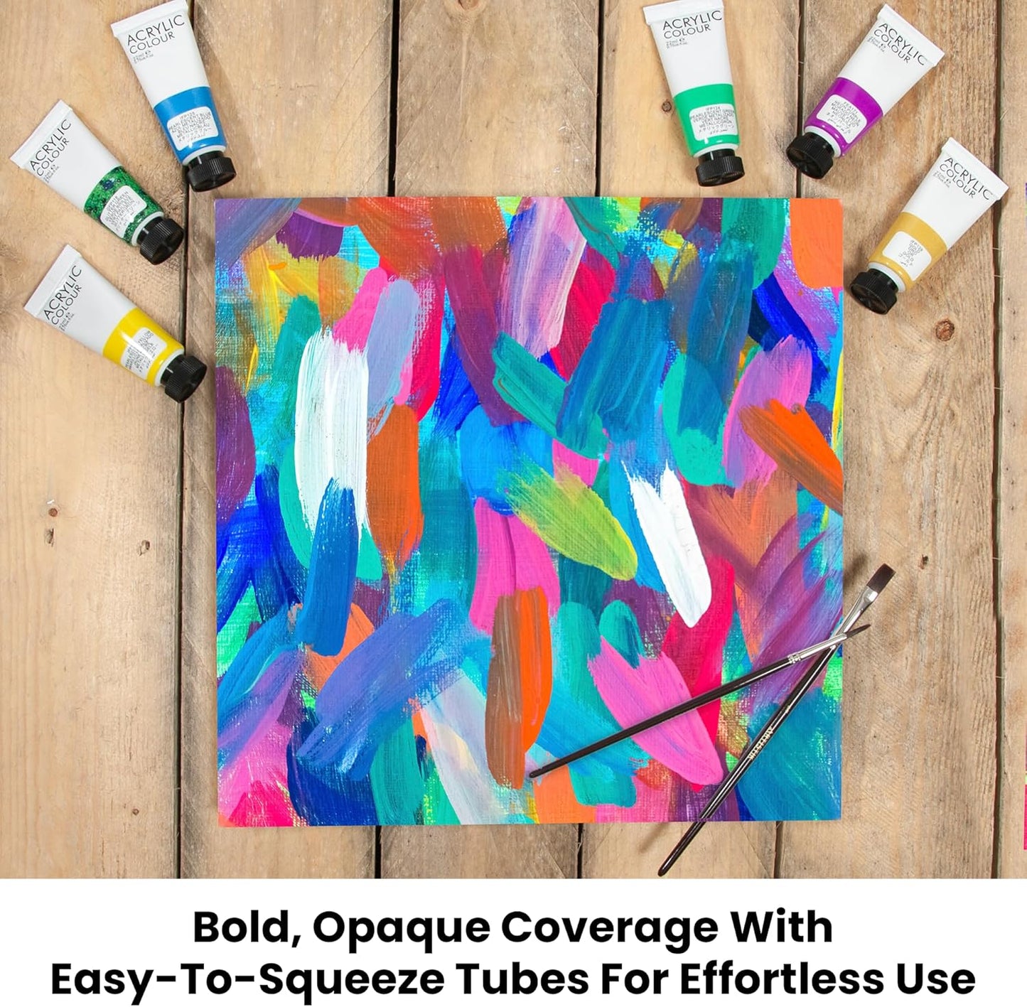 Acrylic Paint Set - 48 Piece Set (48 x 22ml) Tubes in Rich Vibrant Colors - Pigments Formulated for Opaque, Vibrance Perfect for Beginners, Students, Professionals, Artists Painting Different Mediums