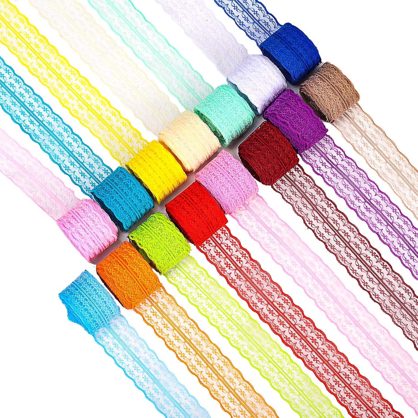 15 Rolls 1-3/4" x 11 Yards Colorful Lace Ribbon Floral Lace Ribbon Trim Sewing Crafting Lace Ribbon for Gift Wrapping DIY Scrapbooking Party Decoration Crafts (4.5cm x 10m)