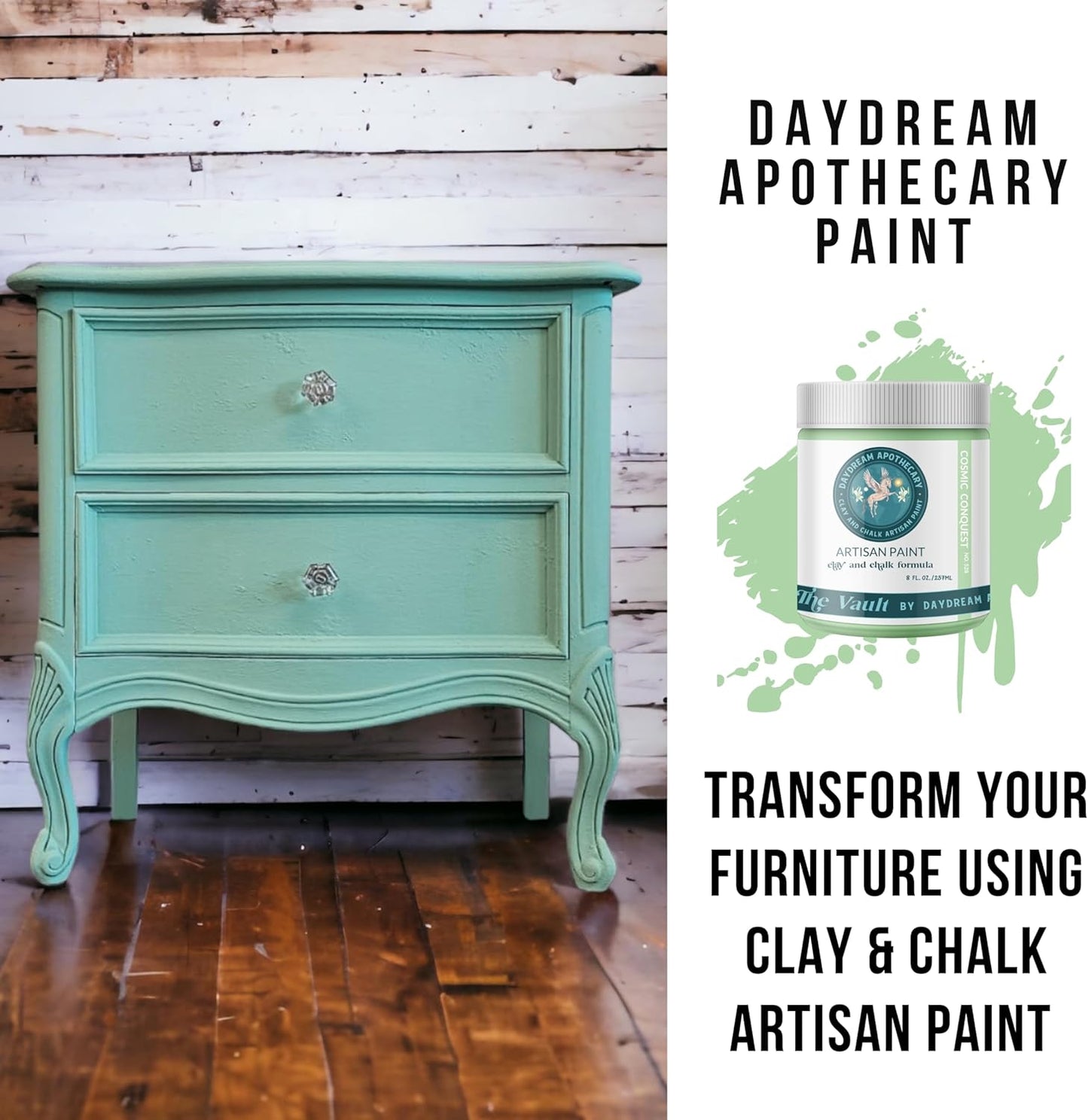 Daydream Apothecary Premium Chalk Style Paint for Furniture, Home Décor, Wood, DIY Interior Projects, Quick Dry, No Prep or Prime Needed, Matte Pastel-Mint Green - 8oz
