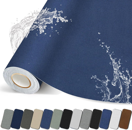 Canvas Repair Patch, 35X79 Inch Strong Sticky Fabric Repair Tape, Self-Adhesive Fabric Patch for Sofas, Tote Bags, Clothing, Car Seats, Furniture (Blue Grey, 35X79 Inch)