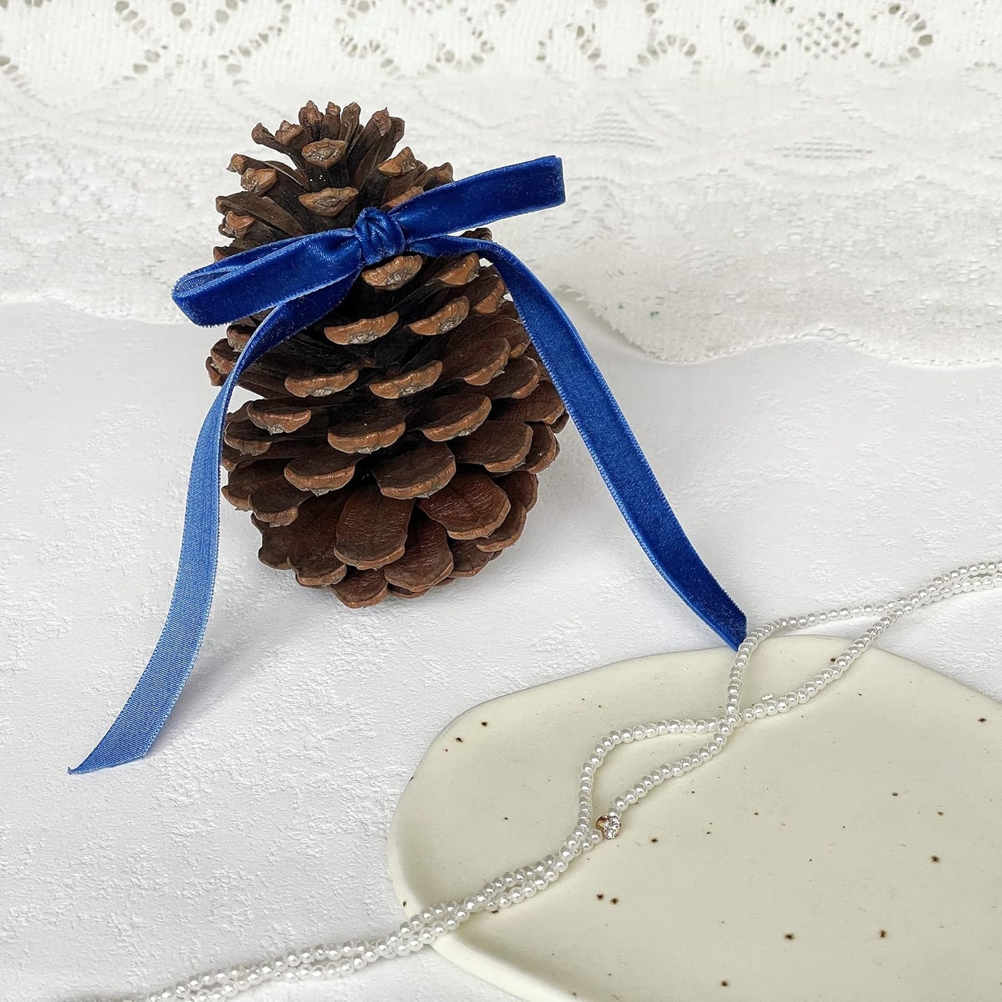 Vintage Sapphire Blue Velvet Ribbon, 3/8 Inch X 25Yd