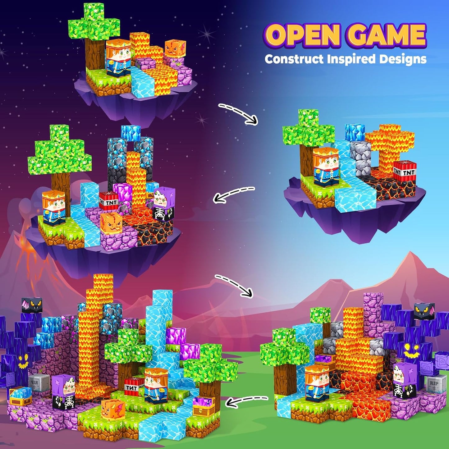 Magnetic Blocks, Kids Magnetic Building Cubes Toys for 3-13 Year Old Boys Girls, Montessori Sensory STEM Toddler Construction Toys Christmas Birthday Party Gifts.