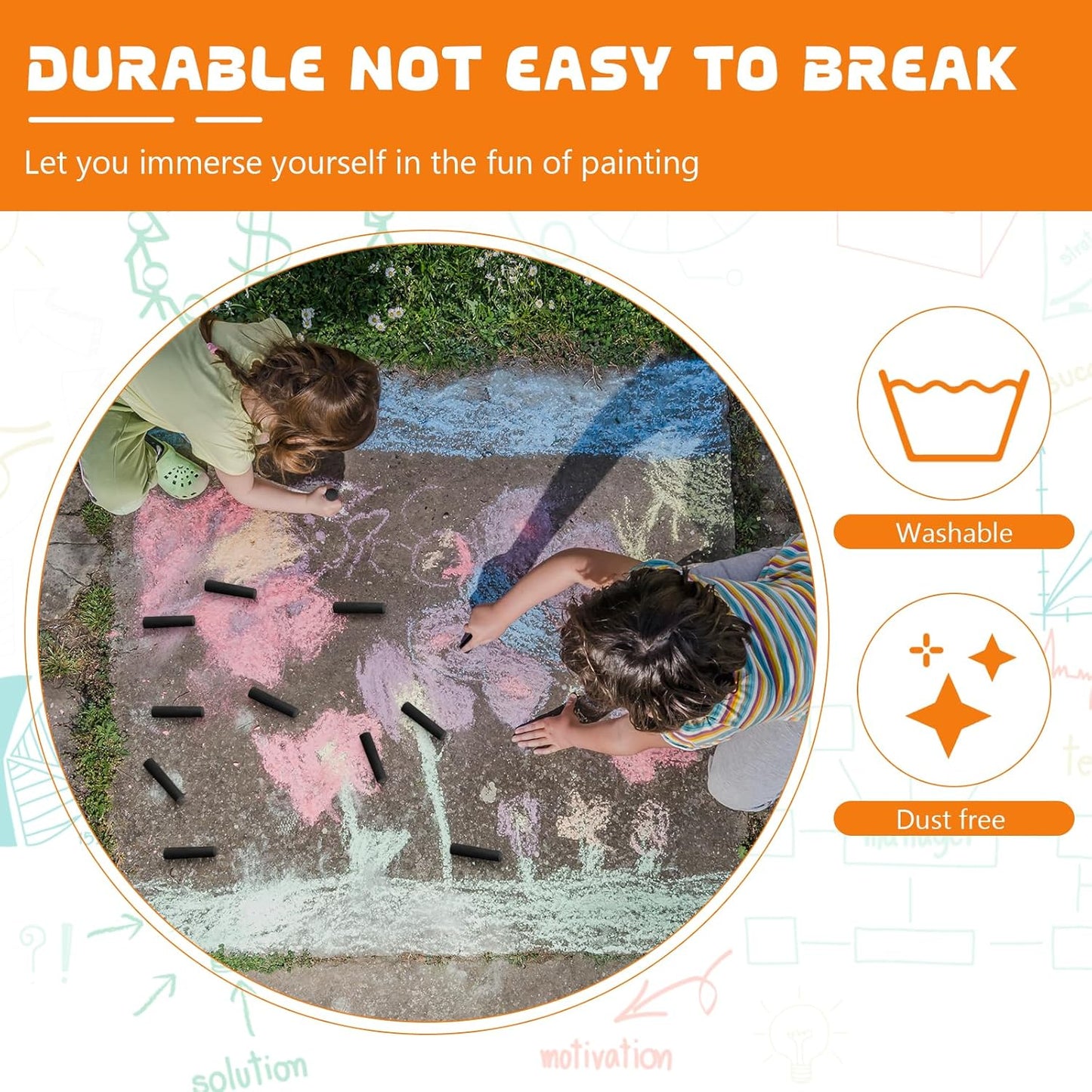 40 Pcs Sidewalk Chalks for Kids Non Toxic Jumbo Chalk for Party Gift Outdoor Art Classroom Play Painting (Black)